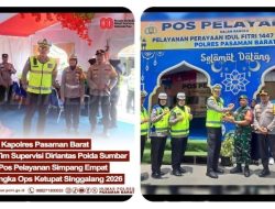 Kapolres Pasbar AKBP Agung Tribawanto Bersama Tim Supervisi Ditlantas Polda Sumbar Tinjau Pos Ops Ketupat Singgalang 2026